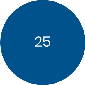 blue circle with 25 in center