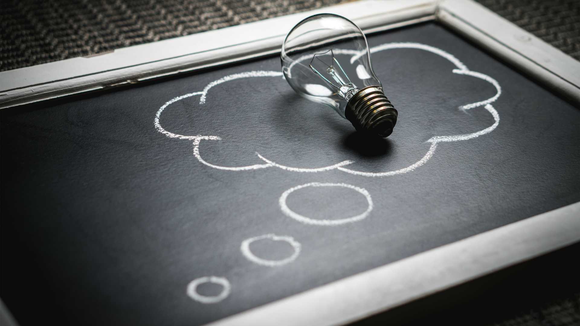 Image of a ightbulb on a chalkboard