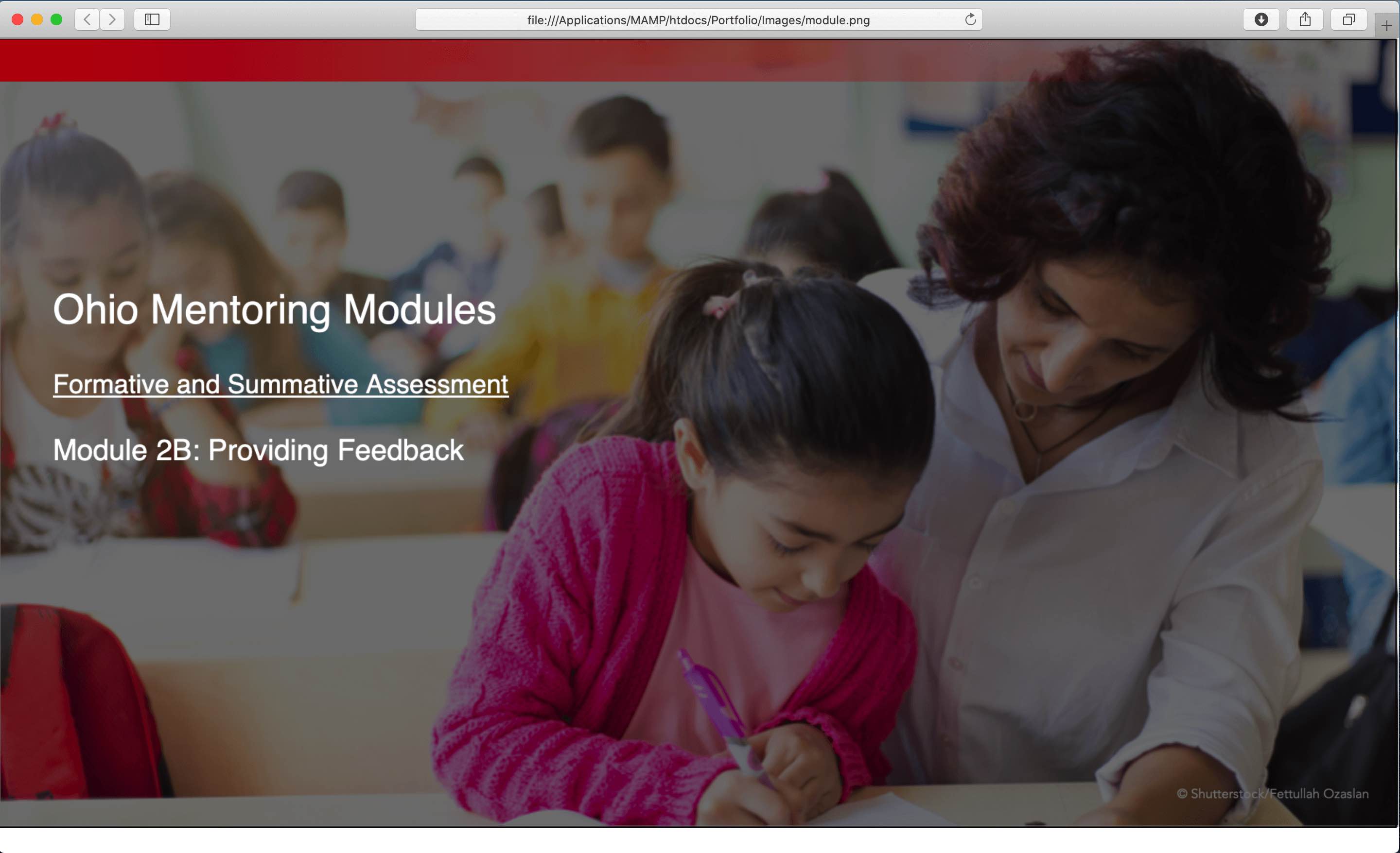 Cover Screen of Learning Module