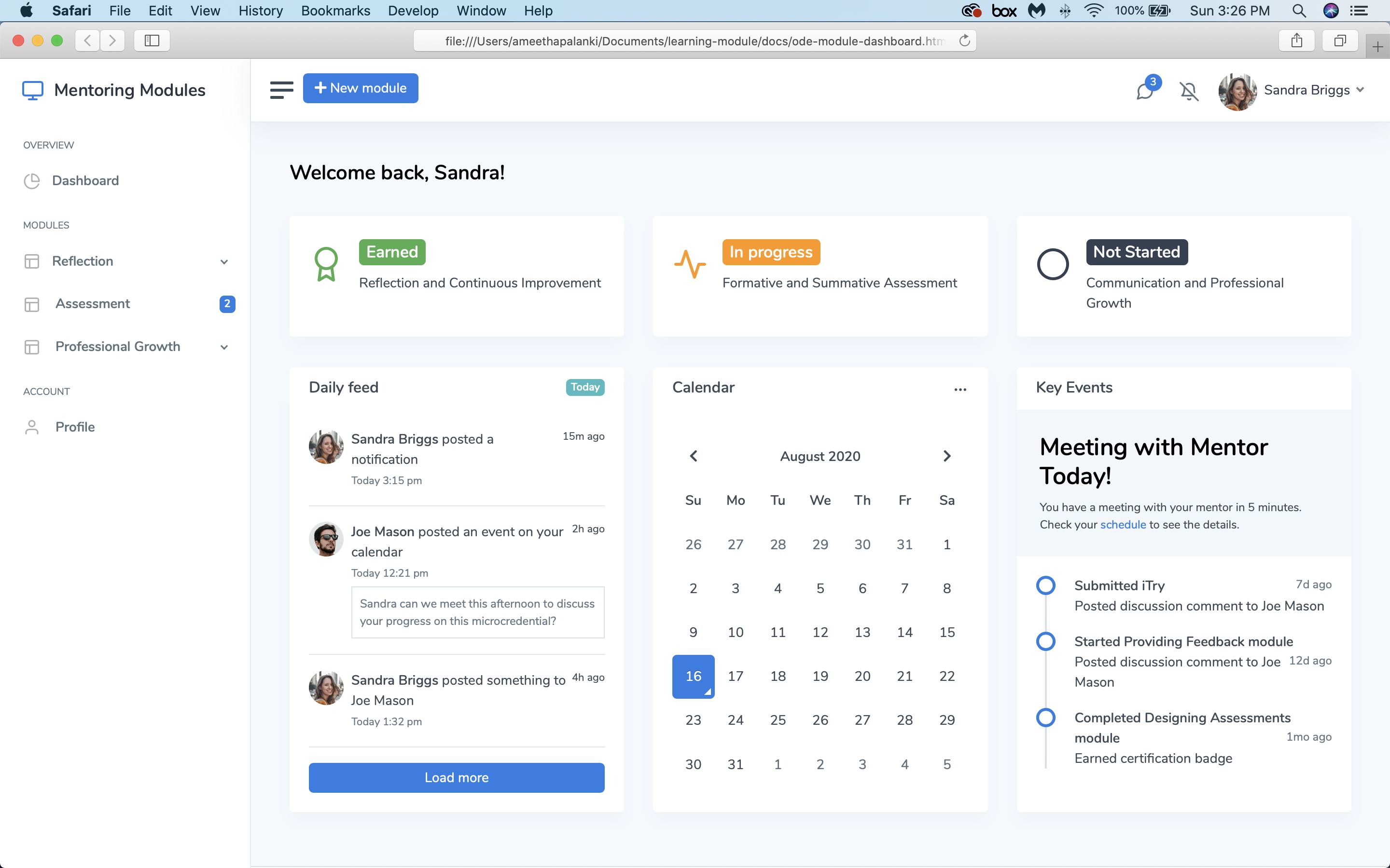 Dashboard of Learning Path