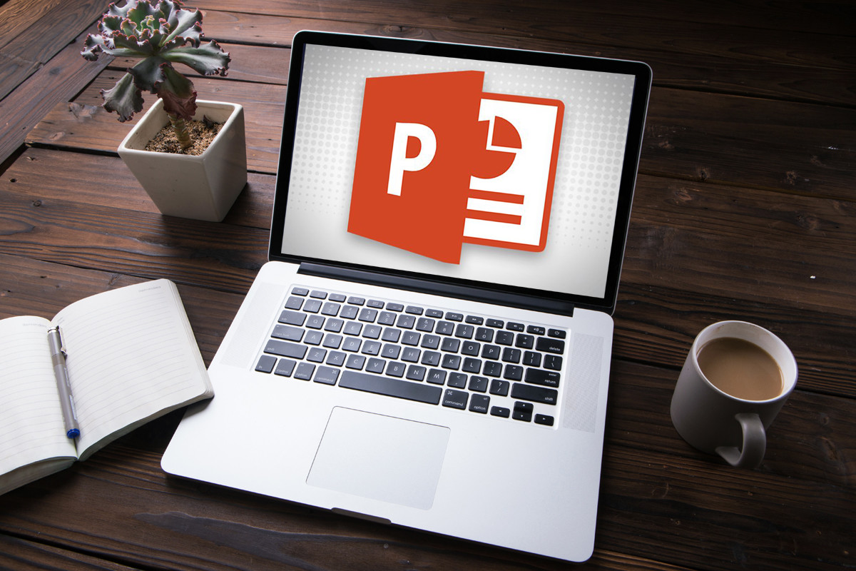 Powerpoint logo on a laptop